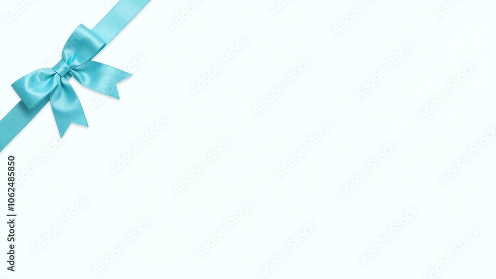 Turquoise ribbon on white background modern and fresh concept Turquoise ribbon on white background modern and fresh concept
