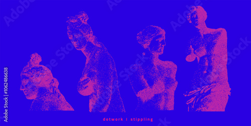 Wallpaper Mural Set of stippling images of classic Greek Venus statues. Trendy aesthetic style illustration Torontodigital.ca
