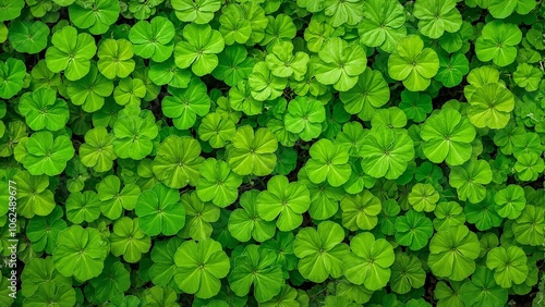 Lush nasturtium leaves overlap forming a bold vibrant pattern with delicate veins