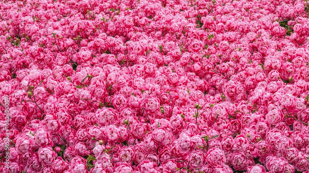 Obraz premium Vibrant pink peonies creating a lush and romantic background texture