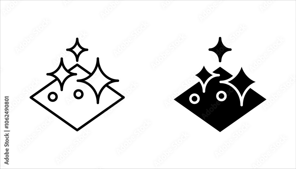 Fototapeta premium clean surface icon set, easy cleaning, sparkle and shiny surface, for mobile concept and web design, vector illustration on white background.