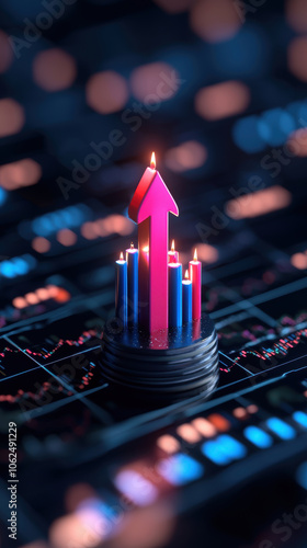 Financial planning for enterprise growth with upward trends and candles photo