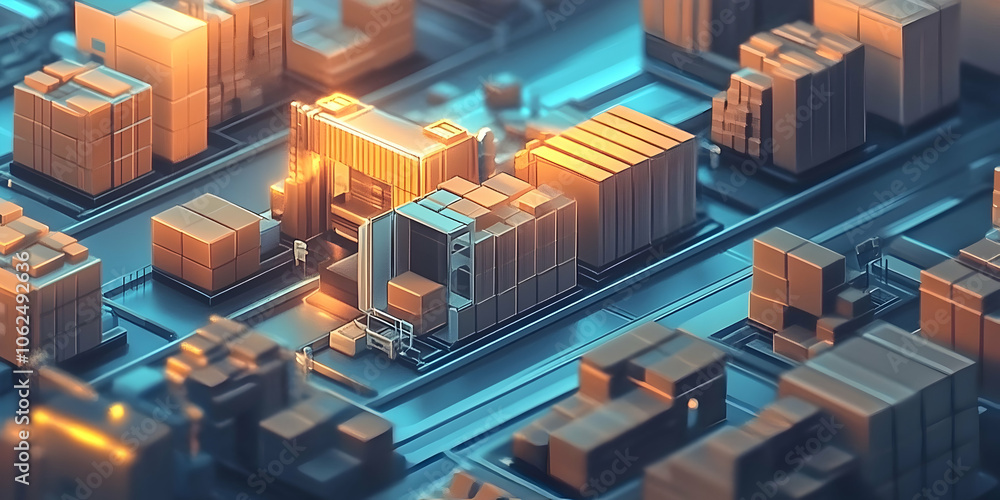 AI advancements in logistics and warehousing shown in conceptual vector illustrations High quality AI advancements in logistics and warehousing shown in conceptual vector illustrations High quality