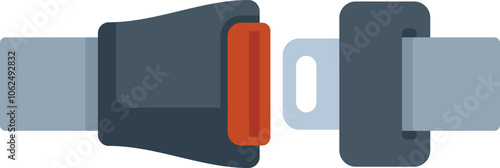 Seat belt buckle fastened, ensuring safety for passengers and drivers on the road