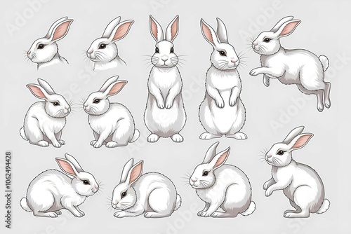 Set of Isolated Bunny Silhouettes for DIY Easter Projects