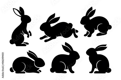 Modern Silhouettes of Easter Rabbits for Festive Art photo