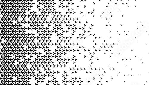 Black and white abstract transition geometric pattern. Sharp shape with disappear effect for background and jersey design. Fully editable vector element. Vector Format Illustration 