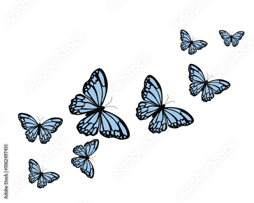 flock of butterfly design vector hand drawn