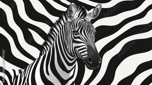 Minimalistic zebra stripes in black and white, with clean lines forming a stylish and modern animal print design