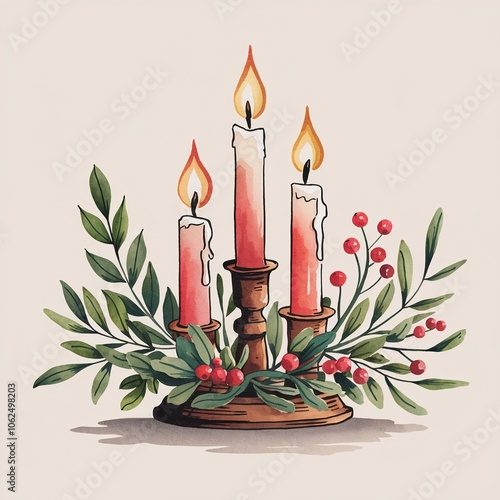 decorative background with illustration of Christmas candles