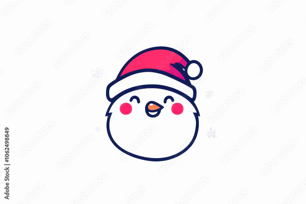 Cute cartoon bird with a Santa hat, joyful expression on a white isolated background. Cute cartoon bird with a Santa hat, joyful expression on a white isolated background.