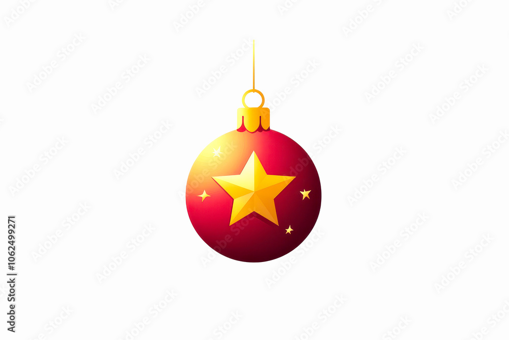 Red Christmas ornament with star design on isolated white background. Red Christmas ornament with star design on isolated white background.