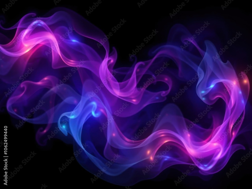 Obraz premium Smoke veils swirling and rotating under vibrant lights, mesmerizing, magical