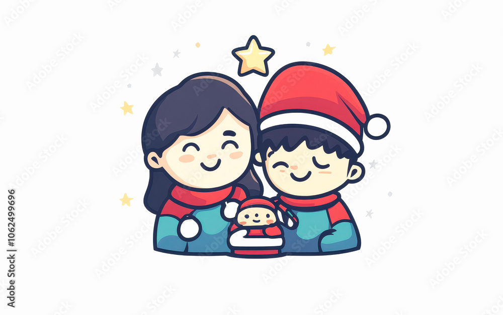 Two cheerful children celebrating Christmas with a festive toy, white isolate background. Two cheerful children celebrating Christmas with a festive toy, white isolate background.