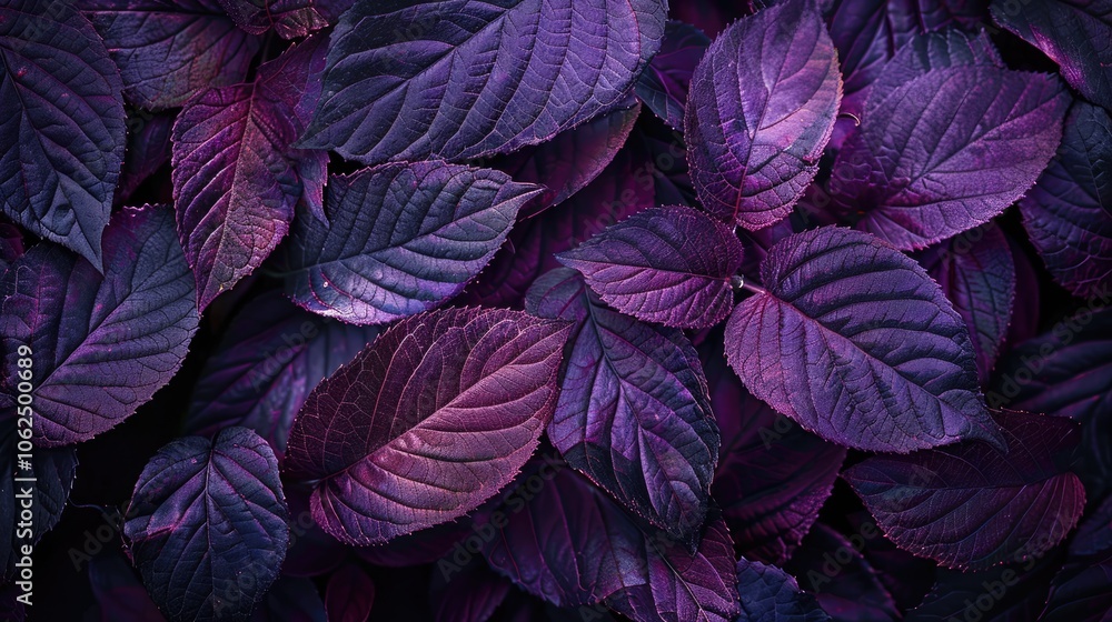Close-up view of purple leaves, abstract texture Close-up view of purple leaves, abstract texture
