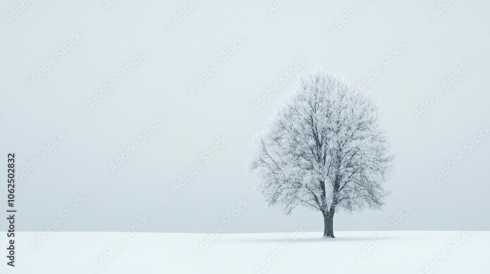 Fototapeta premium Solitary Tree in a Snowy Landscape