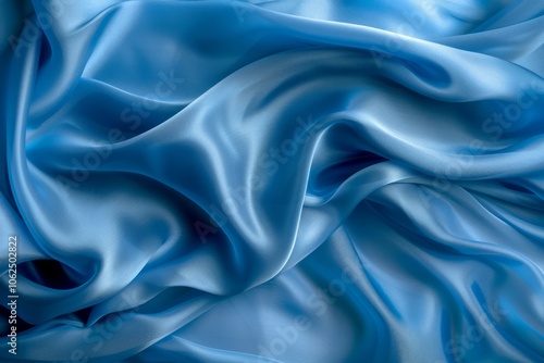 Photo of Blue silk fabric drapery material. Background texture for backdrops or mapping