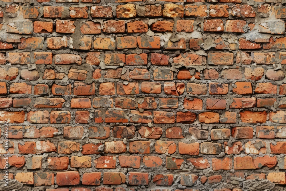 Photo of Old cracked red brick wall from industrial area. Background texture for backdrops or mapping Photo of Old cracked red brick wall from industrial area. Background texture for backdrops or mapping