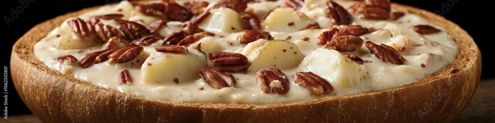Delicious Pecan Topped Dessert Pie with Cream Filling and Flaky Crust - Gourmet Pastry, Sweet Indulgence, Nutty Top, Perfect Holiday Treat, Rich Dessert Delicious Pecan Topped Dessert Pie with Cream Filling and Flaky Crust - Gourmet Pastry, Sweet Indulgence, Nutty Top, Perfect Holiday Treat, Rich Dessert