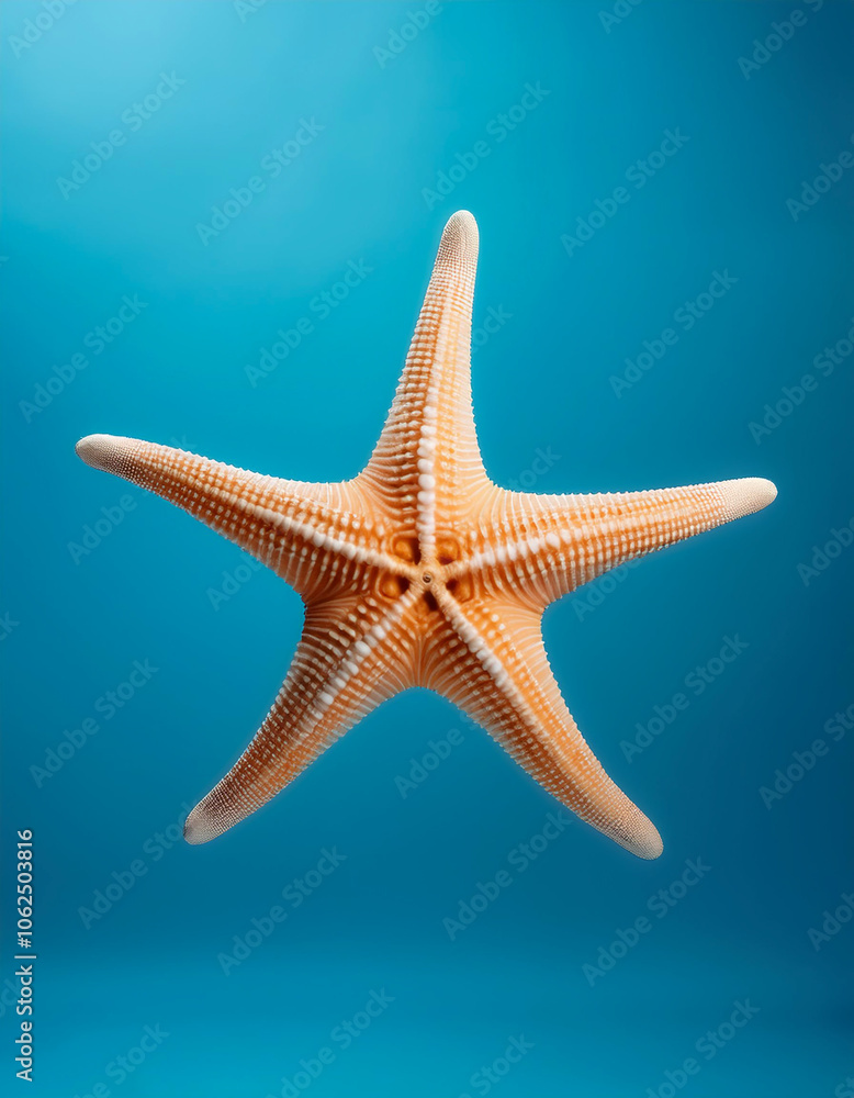 Sea star floating or flying isolated on light blue background Sea star floating or flying isolated on light blue background