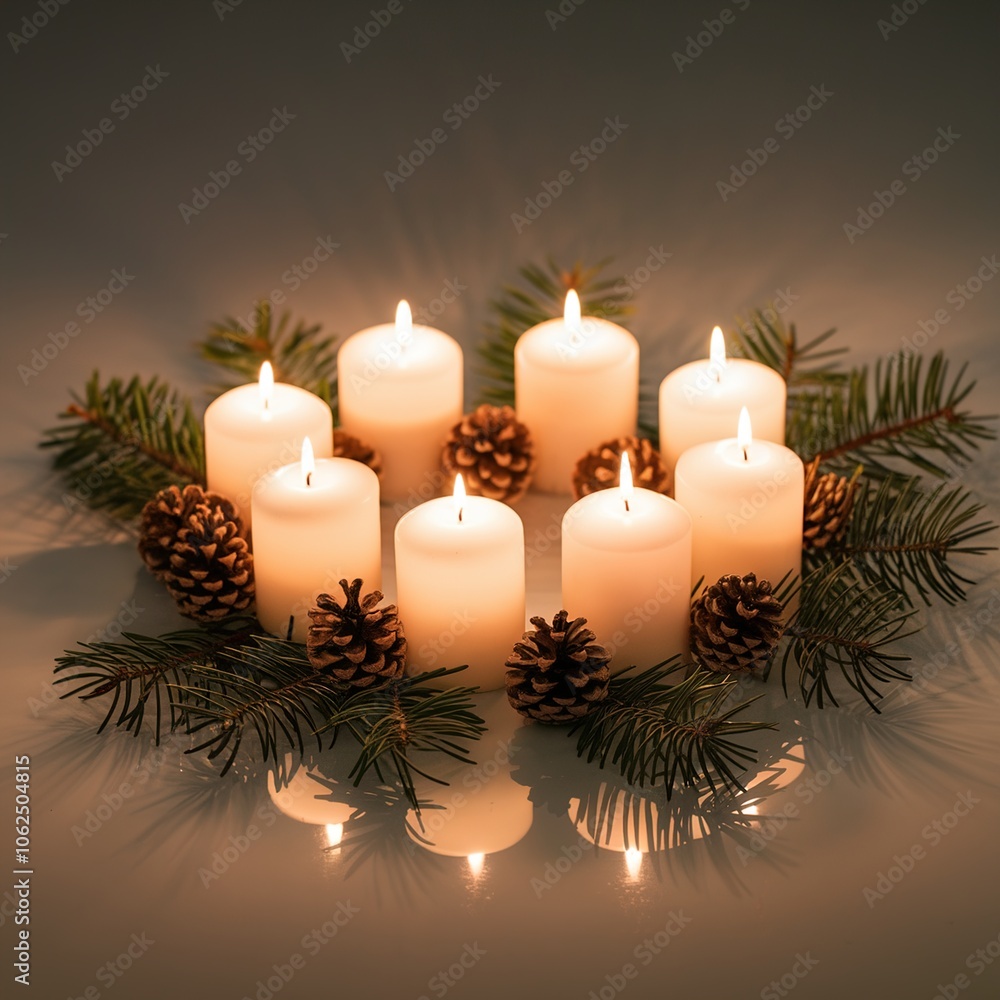 lit Christmas candles decorated lit Christmas candles decorated