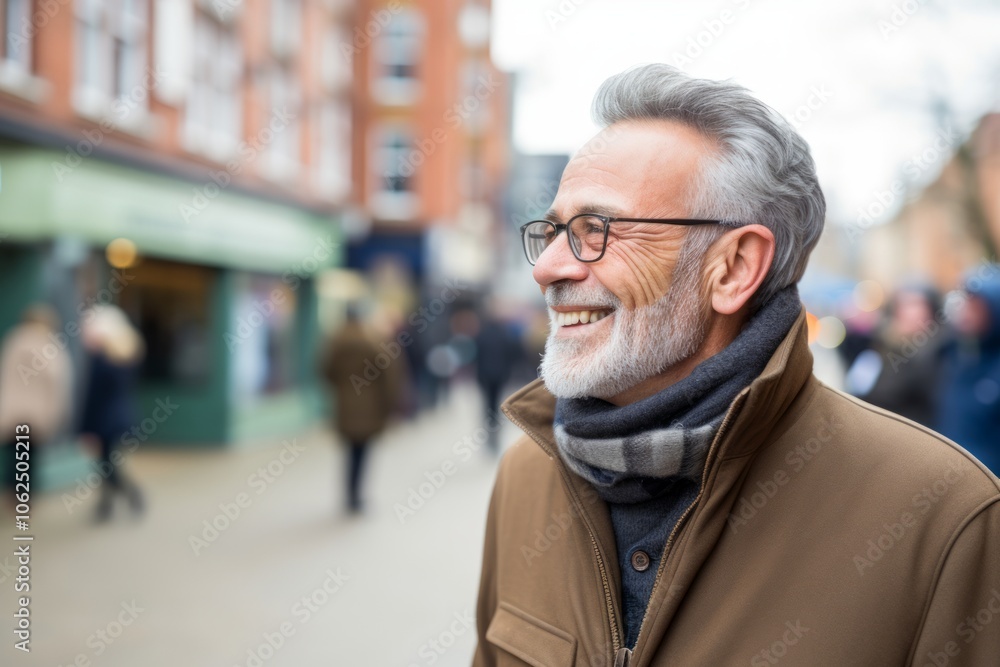 Portrait of a senior man with grey beard in the city. Portrait of a senior man with grey beard in the city.