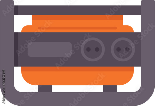 Orange and gray portable power generator providing electricity during a power outage