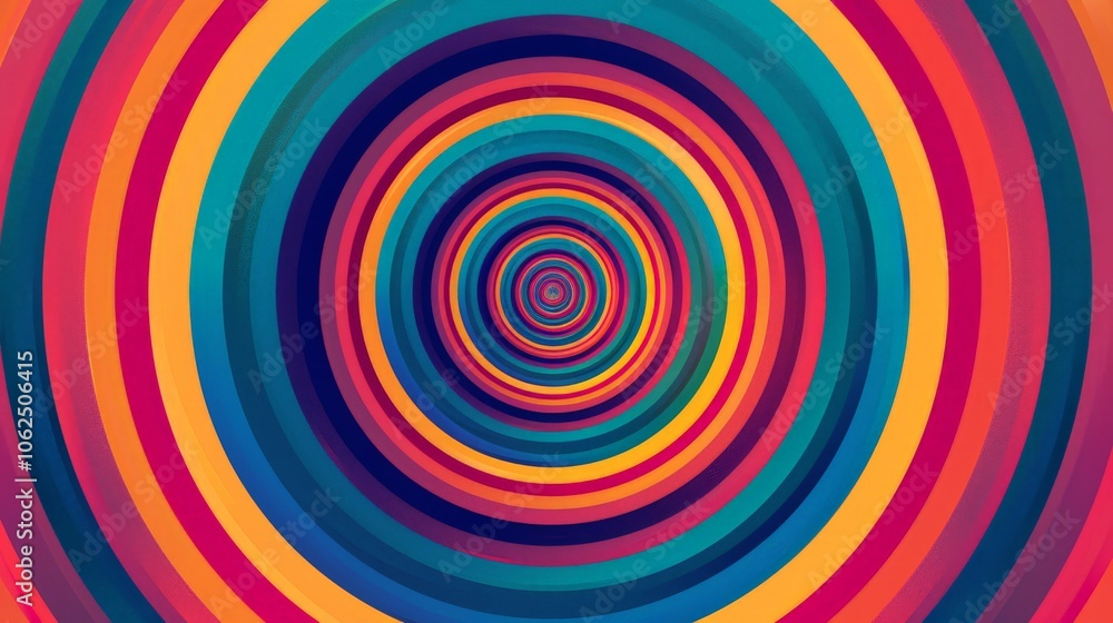 Circular geometric pattern with concentric rings and vibrant colors, creating a hypnotic effect Circular geometric pattern with concentric rings and vibrant colors, creating a hypnotic effect