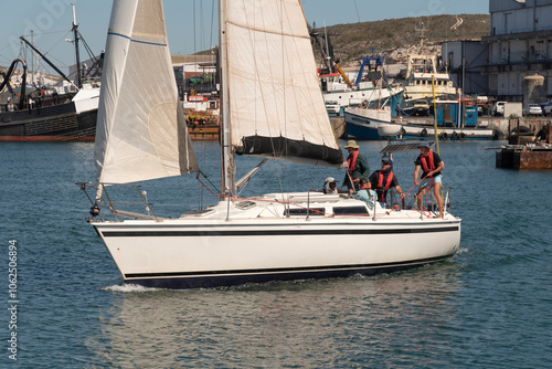 Saldanha Bay  West Coast South Africa. 10.01.2023.  Sailing lesson on a yacht on Saldanha Bay on the west coast of South Africa