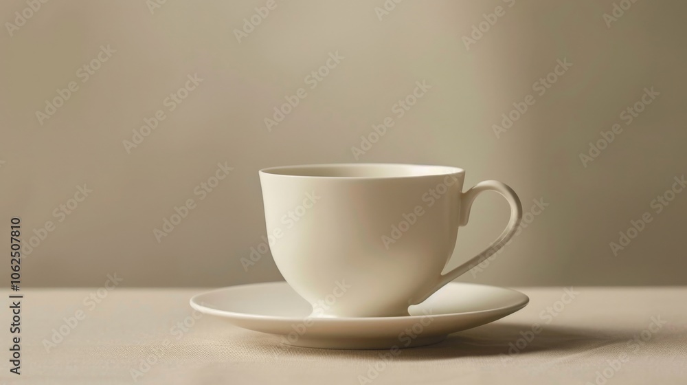 Classic coffee cup with a saucer, capturing beverage and morning routine Classic coffee cup with a saucer, capturing beverage and morning routine