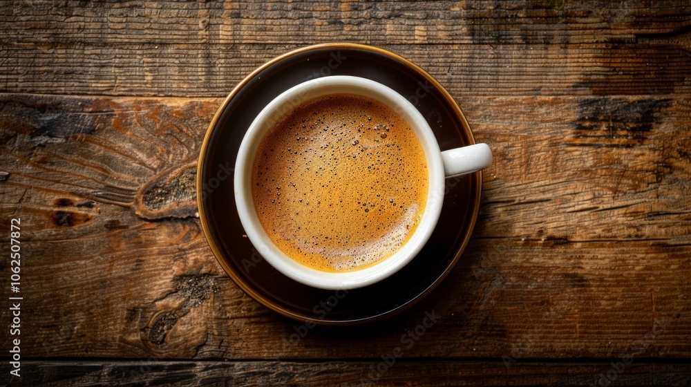 Classic coffee cup with a saucer, capturing beverage and morning routine Classic coffee cup with a saucer, capturing beverage and morning routine