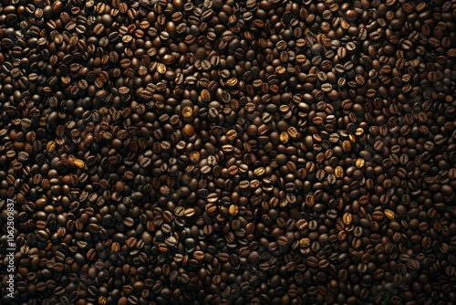  Big pile of fresh roasted coffee beans. Image illustrated food for advertisement