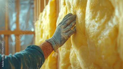 Hand Insulating Wall with Yellow Fiberglass Material