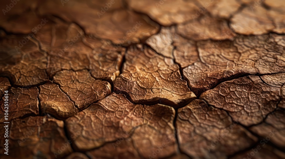Fototapeta premium Closeup of cracked brown earth.