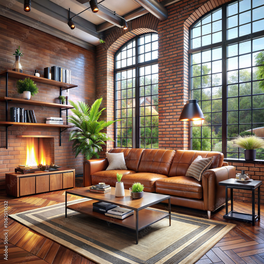 A modern industrial style living room expose A modern industrial style living room expose