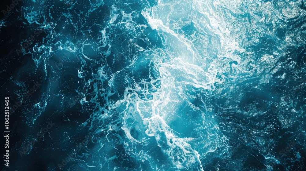 Abstract top view of sunlit blue water with splashes for graphic design. Abstract top view of sunlit blue water with splashes for graphic design.