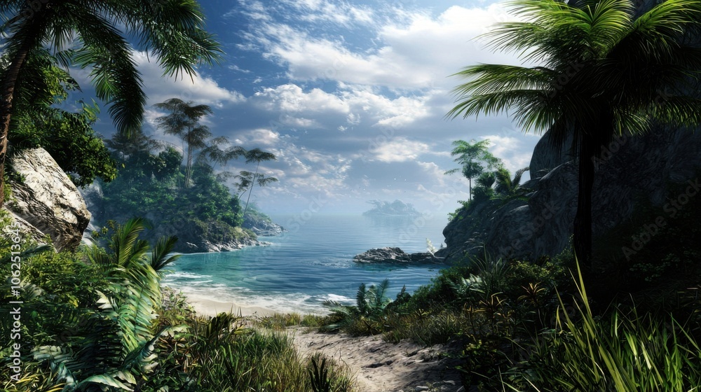 High-Definition 3D Seaside Scenery for Computer Backgrounds High-Definition 3D Seaside Scenery for Computer Backgrounds