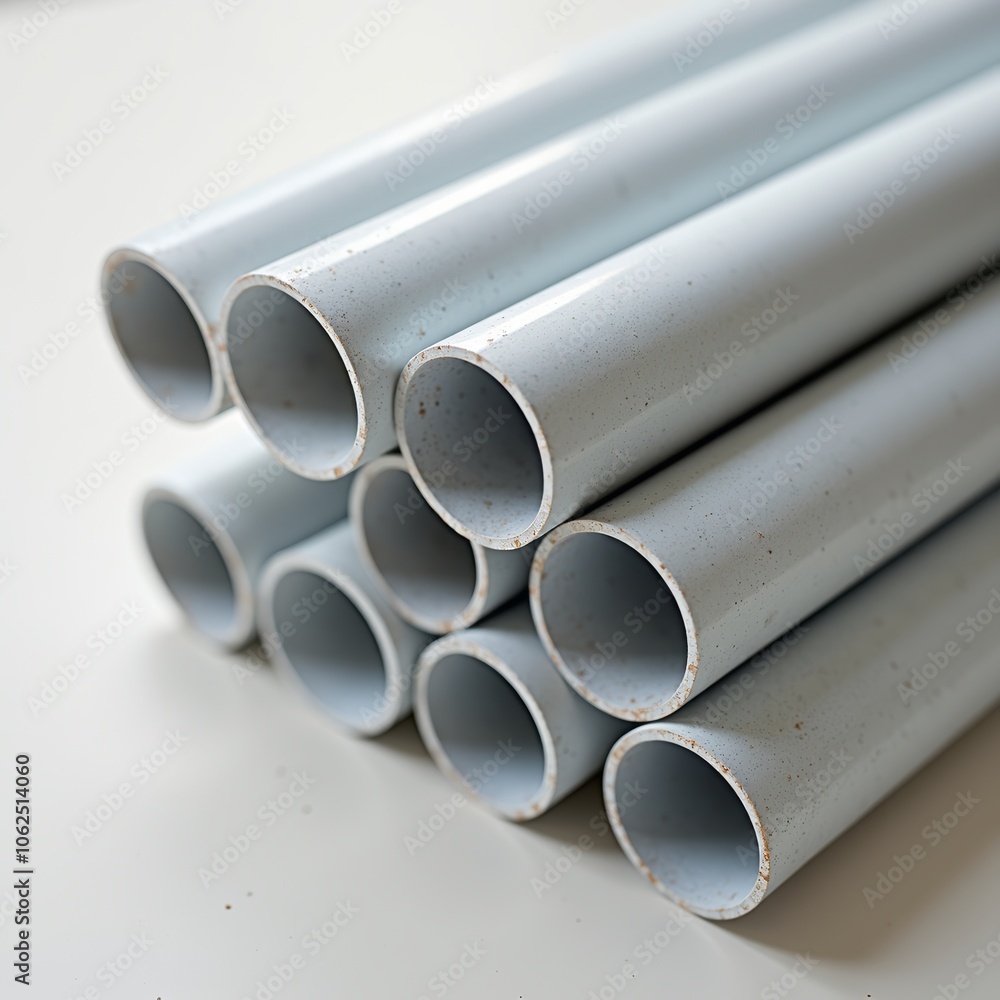 Fototapeta premium PVC pipes for plumbing and construction - ideal for DIY blogs, home improvement websites, and building industry presentations