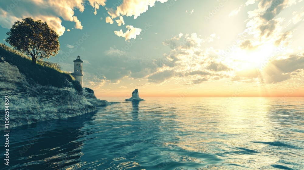 Fototapeta premium High-Definition 3D Seaside Scenery for Computer Backgrounds