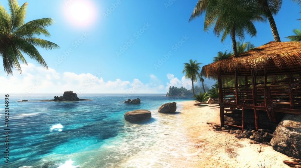 Fototapeta premium High-Definition 3D Seaside Scenery for Computer Backgrounds