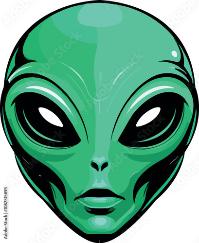 green alien head with black background to edit	