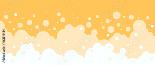 Beer foam background, alcohol bubble texture, alcohol suds, german drink patter. Cartoon liquid wave frame, abstract bar border. Gold vector illustration
