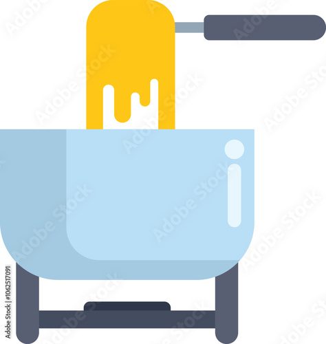 This icon features a fondue pot melting cheese for dipping food on a fork, perfect for representing swiss cuisine or a cozy night in