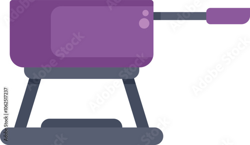 Brazier with handle standing on four legs, portable equipment for cooking food on fire outdoors