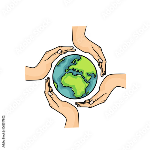 hands are circular with the earth inside, a symbol of protecting nature and the environment, Earth Day