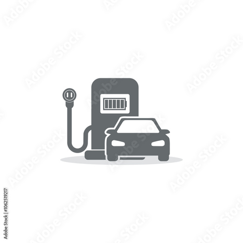vector illustrator flat design electric car recharge station signage, electric car charging. 