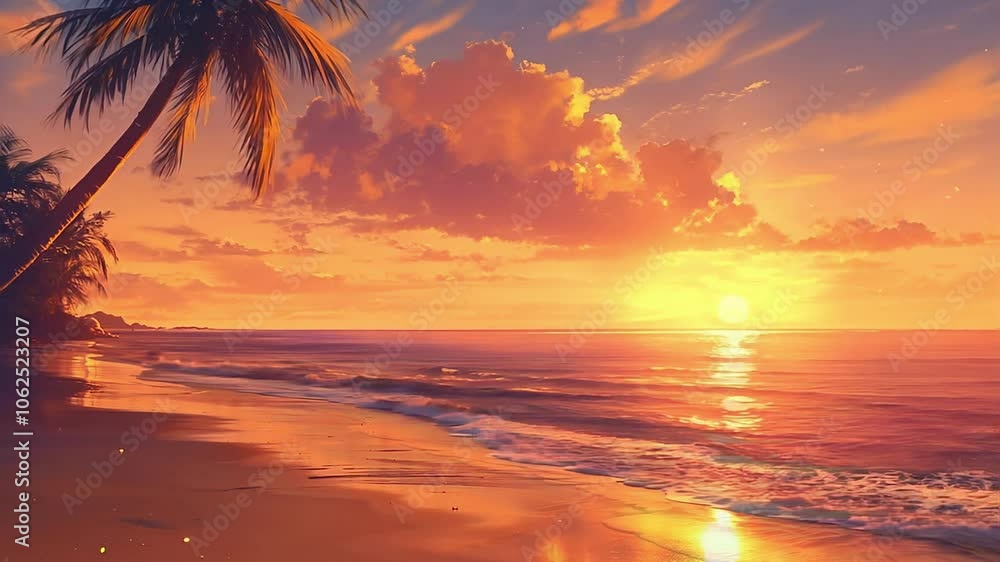 Seamless Looping Tropical Beach Sunset Anime Video Background Seamless Looping Tropical Beach Sunset Anime Video Background