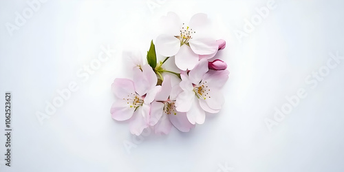 A delicate arrangement of pink cherry blossoms on a light background.