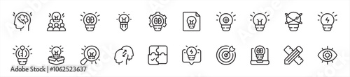 Set of creative idea icons. 20 sets of creative idea icons. Creative idea icons. Simple glyph creative idea icons	
