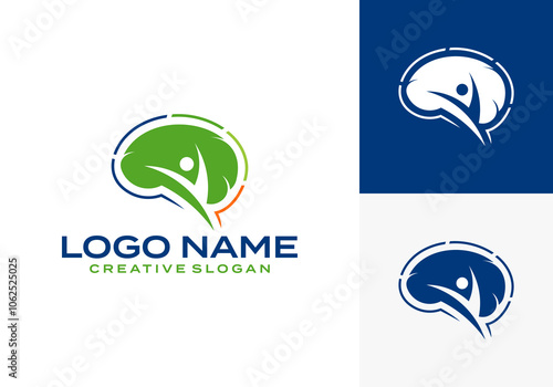 Minimalist gestalt illustration logo concept for brain care